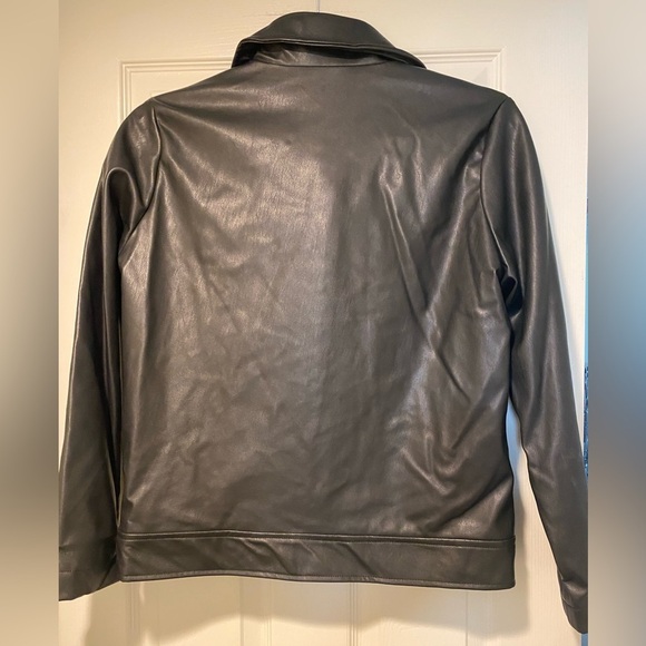 Anthropologie NVLT Women’s Black Vegan Leather Jacket Collar Buttons Pockets M - Picture 2 of 15